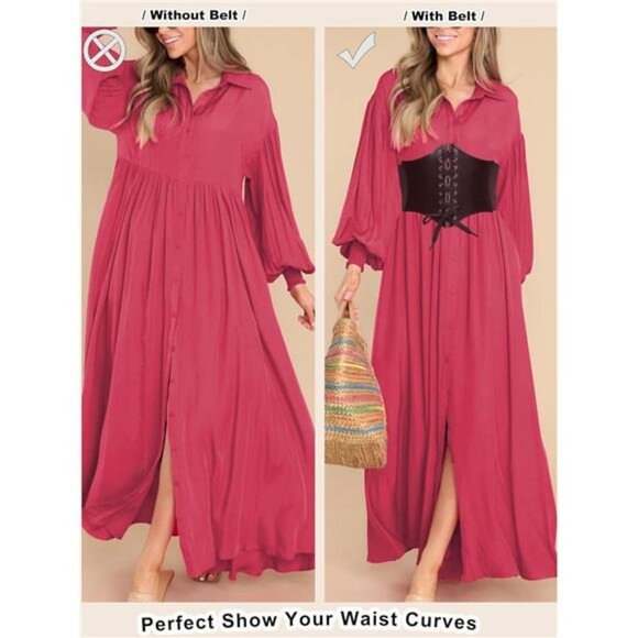 Womens Corset Belts Lace-up Tied Waspie Belt Retro Waist Cinch Belt - Picture 4 of 7